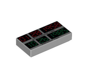 LEGO Gris pierre moyen Tuile 1 x 2 avec Time Machine Modèle avec rainure (3069 / 15260)