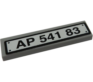 LEGO Medium Stone Gray Tile 1 x 4 with 'AP 541 83' Registration Number Sticker (2431)