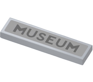 LEGO Medium Steengrijs Tegel 1 x 4 met ‘MUSEUM’ Sticker (2431)