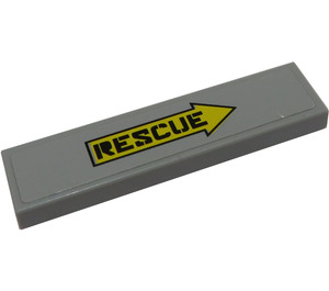 LEGO Medium Stone Gray Tile 1 x 4 with Rescue Arrow (Right) Sticker (2431)