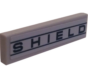 LEGO Medium Stone Gray Tile 1 x 4 with "SHIELD" Sticker (2431)