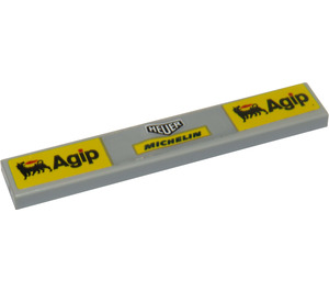 LEGO Medium Stone Gray Tile 1 x 6 with 'Agip', 'HEUER' and 'MICHELIN' Sticker (6636)