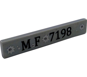 LEGO Medium Stone Gray Tile 1 x 6 with MF 7198 Tail Number Sticker (6636)