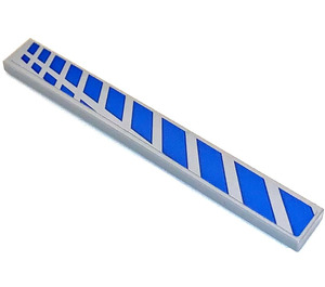 LEGO Mittleres Steingrau Fliese 1 x 8 mit Blau Muster (Recht Seite) Aufkleber (4162)