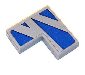LEGO Medium Stone Gray Tile 2 x 2 Corner with Blue Pattern (left side) Sticker (14719)