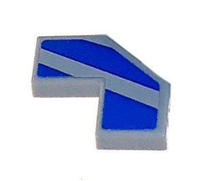 LEGO Gris pierre moyen Tuile 2 x 2 Coin avec Cutouts avec Bleu Modèle (Droite Côté) Autocollant (27263)