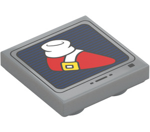 LEGO Medium Stone Gray Tile 2 x 2 Inverted with Red Boot with Gold Clasp (11203 / 104241)