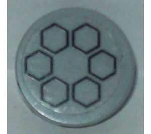 LEGO Gris piedra medio Plana 2 x 2 Circular con 6 Negro Hexagons Pegatina con sujeción de espiga inferior (14769)