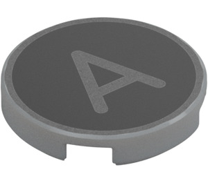 LEGO Medium Stone Gray Tile 2 x 2 Round with 'A' Typewriter Key with Bottom Stud Holder (14769 / 79390)