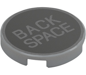 LEGO Medium Stone Gray Tile 2 x 2 Round with 'BACK SPACE' Typewriter Key with Bottom Stud Holder (14769 / 79410)