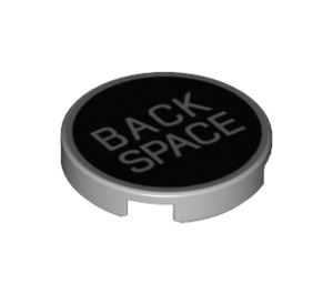 LEGO Medium Stone Gray Tile 2 x 2 Round with 'BACK SPACE' Typewriter Key with Bottom Stud Holder (14769 / 79410)