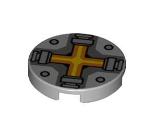 LEGO Medium Steengrijs Tegel 2 x 2 Ronde met Kruis met Studhouder aan de onderzijde (14769 / 24396)