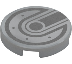 LEGO Medium Stone Gray Tile 2 x 2 Round with Fuel Filler Cap with Bottom Stud Holder (14769 / 39746)