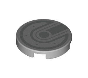 LEGO Medium Stone Gray Tile 2 x 2 Round with Fuel Filler Cap with Bottom Stud Holder (14769 / 39746)