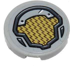 LEGO Medium Stone Gray Tile 2 x 2 Round with Gold Panel Sticker with Bottom Stud Holder (14769)