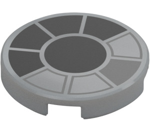 LEGO Medium Stone Gray Tile 2 x 2 Round with Millennium Falcon Window with Bottom Stud Holder (14769 / 106773)