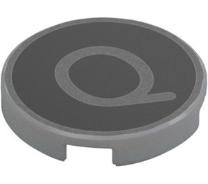 LEGO Medium Stone Gray Tile 2 x 2 Round with 'Q' Typewriter Key with Bottom Stud Holder (14769 / 79374)