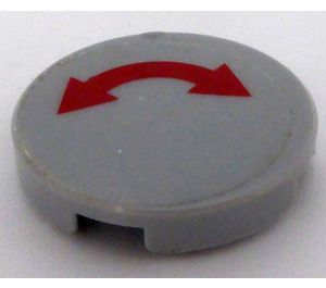 LEGO Medium Stone Gray Tile 2 x 2 Round with Red Curved Arrow Double Sticker with Bottom Stud Holder (14769)