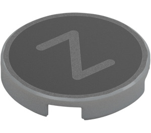 LEGO Medium Stone Gray Tile 2 x 2 Round with 'Z' Typewriter Key with Bottom Stud Holder (14769 / 79401)