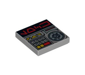LEGO Mittleres Steingrau Fliese 2 x 2 mit Alien Characters, Keypad, und Safe Dial mit Nut (3068 / 94595)