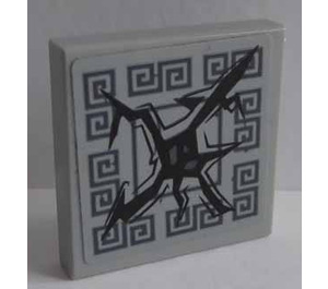 LEGO Medium Stone Gray Tile 2 x 2 with Black Crack and Dark Stone Gray Decoration Sticker with Groove (3068)