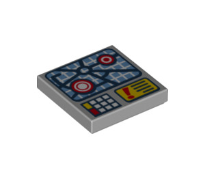 LEGO Medium Stone Gray Tile 2 x 2 with Blue Map, Red Exclamation Mark with Groove (3068 / 24734)