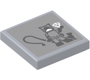 LEGO Medium Stone Gray Tile 2 x 2 with Catwoman and Diamond Sticker with Groove (3068)