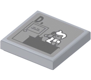 LEGO Medium Stone Gray Tile 2 x 2 with Commissioner James Gordon and ‘D.’ Sticker with Groove (3068)