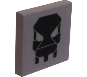 LEGO Medium Steengrijs Tegel 2 x 2 met Exo-Force Hoofd Sticker met groef (3068)
