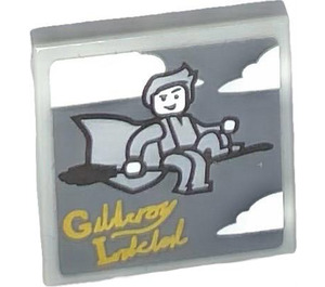 LEGO Medium Stone Gray Tile 2 x 2 with Gilderoy Lockhart on Broomstick Sticker with Groove (3068)