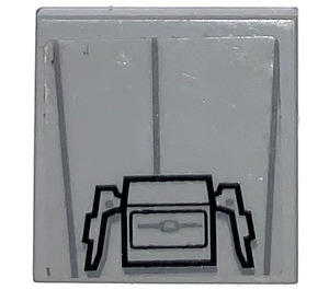 LEGO Medium Stone Gray Tile 2 x 2 with Hatch Handles Sticker with Groove (3068)