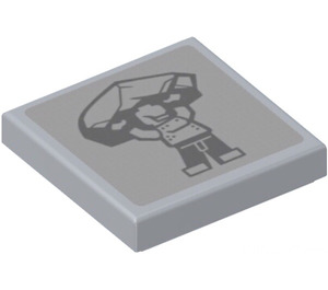 LEGO Medium Stone Gray Tile 2 x 2 with Killer Croc Character Sticker with Groove (3068)