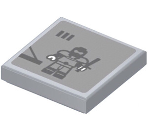 LEGO Medium Stone Gray Tile 2 x 2 with Lock-Up Character Sticker with Groove (3068)