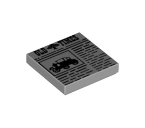 LEGO Medium Stone Gray Tile 2 x 2 with 'OLD TIMES' Newspaper with Groove (3068 / 13911)