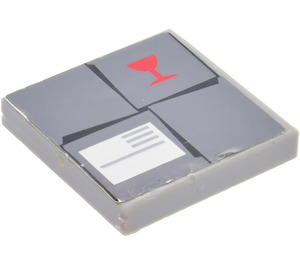 LEGO Medium Stone Gray Tile 2 x 2 with Parcel with Red 'Fragile' Sticker with Groove (3068)