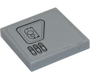 LEGO Medium Stone Gray Tile 2 x 2 with Plate and 3 Lever (Right) Sticker with Groove (3068)