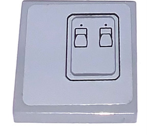LEGO Medium Stone Gray Tile 2 x 2 with Plate with Rectangles (Left) Sticker with Groove (3068)