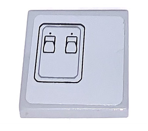 LEGO Medium Stone Gray Tile 2 x 2 with Plate with Rectangles (Right) Sticker with Groove (3068)
