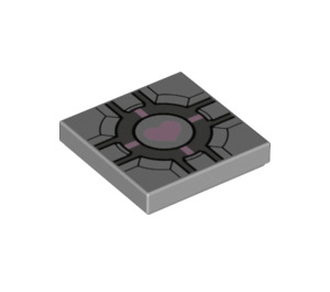 LEGO Medium Stone Gray Tile 2 x 2 with Portal Heart with Groove (3068 / 23767)