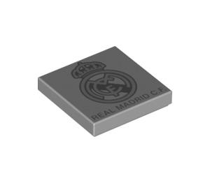 LEGO Medium Stone Gray Tile 2 x 2 with 'REAL MADRID C. F.' Logo with Groove (3068 / 82469)