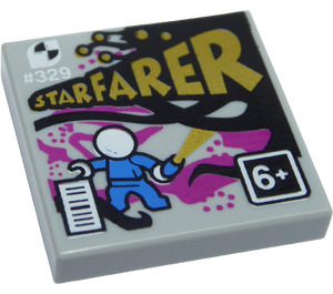 LEGO Gris pierre moyen Tuile 2 x 2 avec "Starfarer" avec rainure (3068 / 25519)