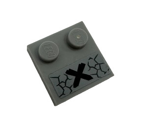 LEGO Grigio pietra medio Piastrella 2 x 2 con Bottoncini su Bordo con Nero Croce e Cracks Adesivo (33909)