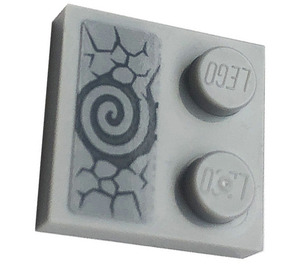 LEGO Mittleres Steingrau Fliese 2 x 2 mit Bolzen auf Kante mit Spiral, Cracks Aufkleber (33909)