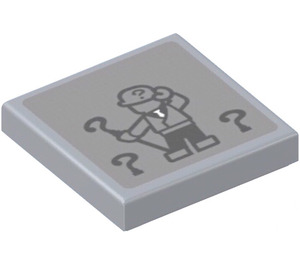 LEGO Medium Stone Gray Tile 2 x 2 with The Riddler and Question Marks Sticker with Groove (3068)