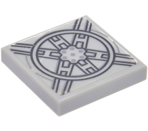 LEGO Medium Stone Gray Tile 2 x 2 with Tie Fighter Hatch Sticker with Groove (3068)