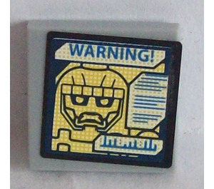 LEGO Medium Stone Gray Tile 2 x 2 with 'Warning' Sticker with Groove (3068)