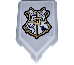 LEGO Medium Stone Gray Tile 2 x 3 Pentagonal with Hogwarts Crest Sticker (22385)