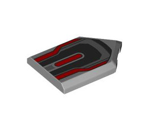 LEGO Medium Stone Gray Tile 2 x 3 Pentagonal with Red and Dark Gray Pattern (22385 / 102820)