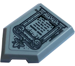 LEGO Medium Stone Gray Tile 2 x 3 Pentagonal with Tombstone Sticker (22385)