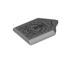 LEGO Medium Stone Gray Tile 2 x 3 Pentagonal with "VMVII", Bat, Cat, Helmet (22385 / 68420)